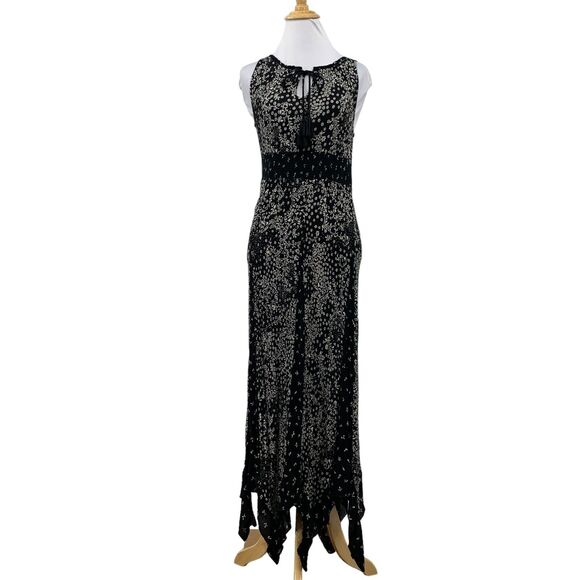 Bila Dresses & Skirts - Bila Floral Dress Womens S Small Smocked Waist Fairytale Hem Keyhole Tassel Tie